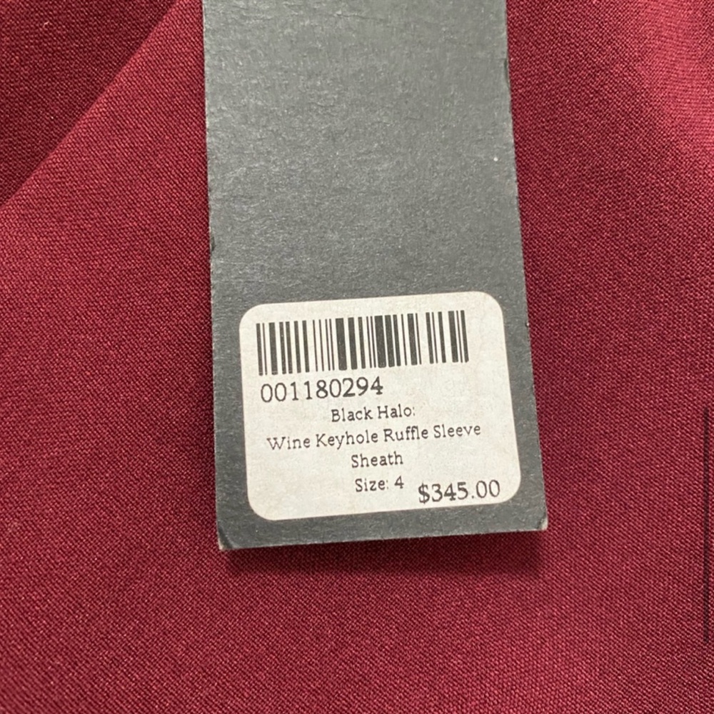 🎉HOST PICK✨Black Halo Wine Keyhole Slit Ruffle Sleeve Eva dress cocktail midi - Picture 11 of 11